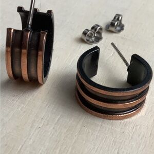 New vintage copper round wide hoop earrings
